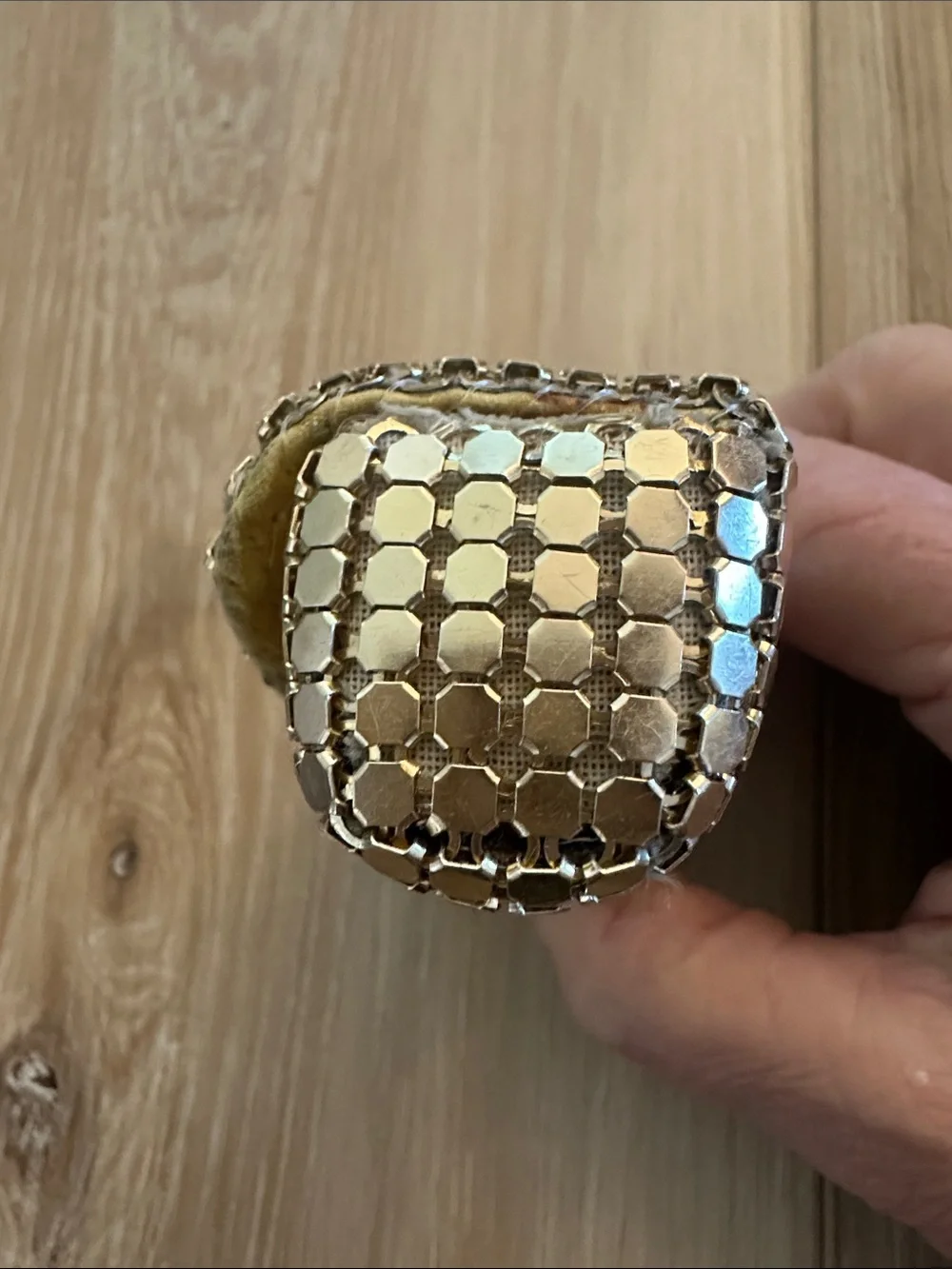 Vintage Gold Metal Mesh Lipstick Holder